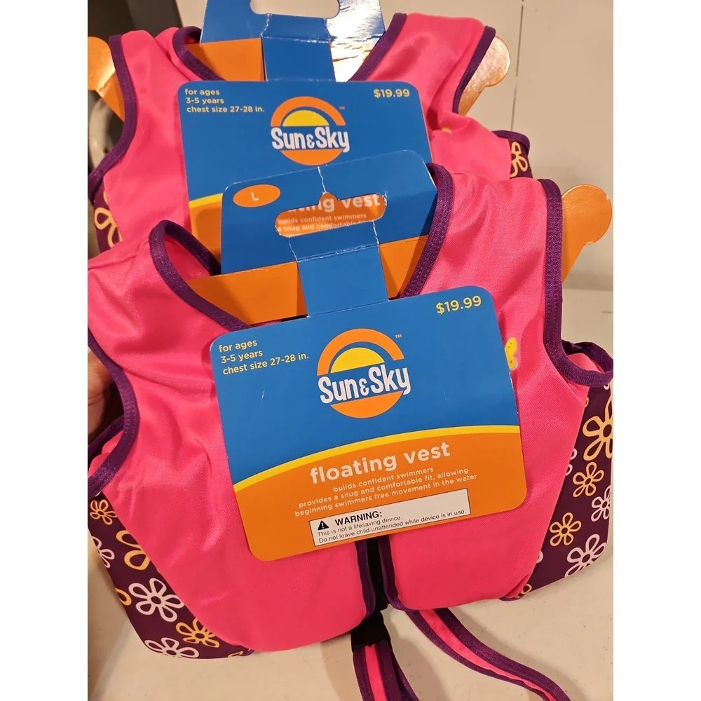 Sun & Sky Girls Pink Purple Zip Floating Swim Vest 2 Jackets‎ 3-5yr 27-28